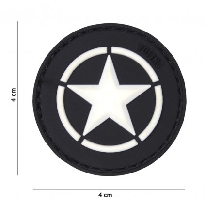 Nášivka na suchý zip Allied Star (plast 3D) - black (101 INC)