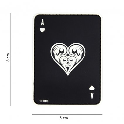 Nášivka na suchý zip Ace Of Hearts (plast 3D) - black (101 INC)