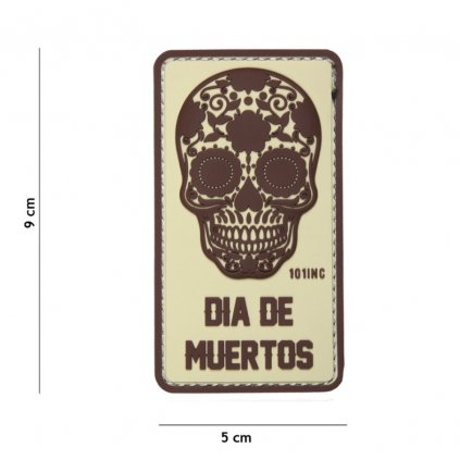 Nášivka na suchý zip Dia de Muertos (plast 3D) - beige (101 INC)