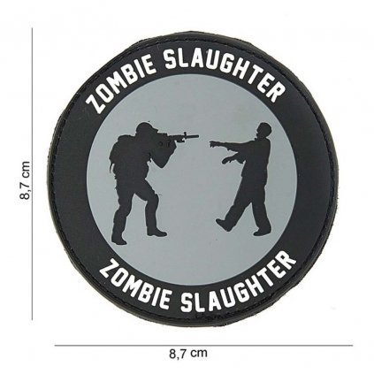 Nášivka na suchý zip Zombie Slaughter (plast 3D) - černá