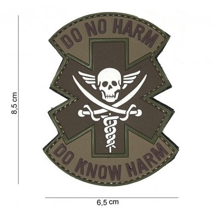 Nášivka na suchý zip Do No Harm (plast 3D) - brown