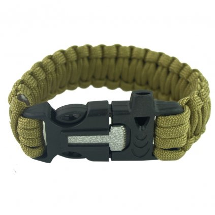 Survival náramek 4v1 Tan Píšťalka/křesadlo/nožík/paracord-23cm - A.C.M.