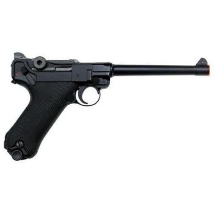 we gas pistol p08 black 6 barrel w p08m