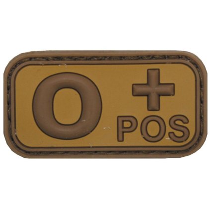 Nášivka na suchý zip s krevní skupinou (0+) (plast 3D) - khaki brown