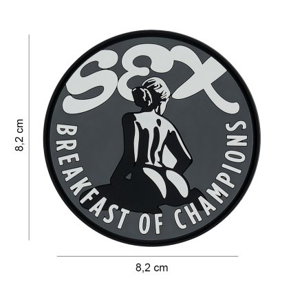 Nášivka na suchý zip Sex-breakfast of champions (plast 3D) - black (101 INC)