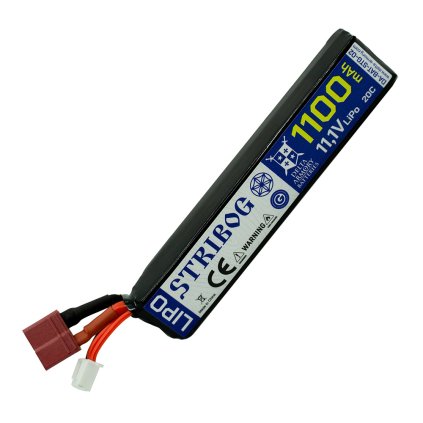 Airsoftová baterie pro STRIBOG LiPo 11,1V 1100mAh 20C krátký kabel T-Plug Delta Armory