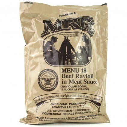 MRE Menu 18 BEEF RAVIOLI IN MEAT SAUCE