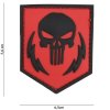 Nášivka na suchý zip Punisher thunder strokes (plast 3D) - red (101 INC)