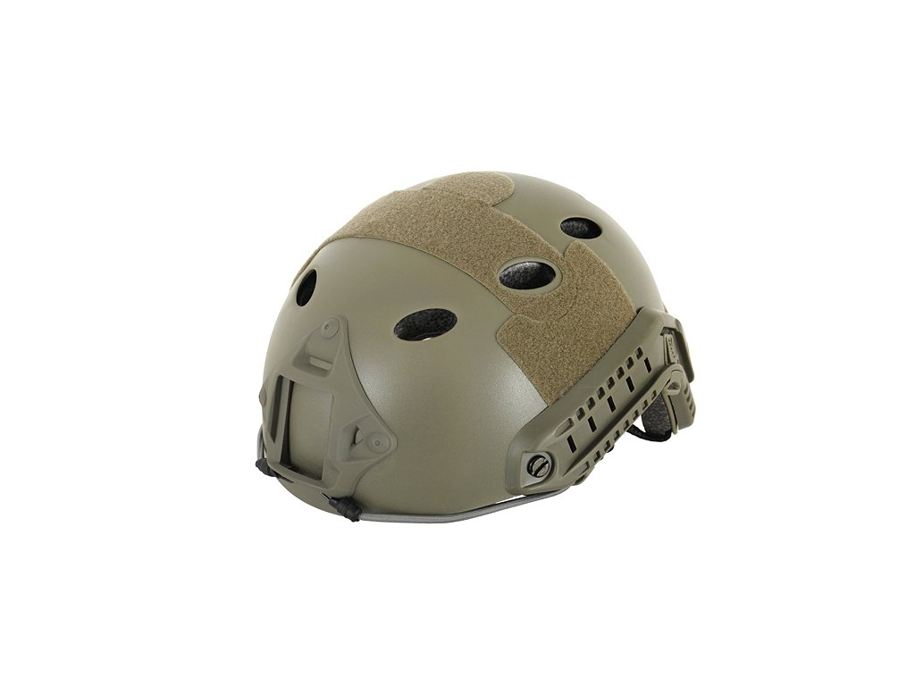 Airsoft replika přilby FAST s montážními lištami - Olive. Lehká, z ABS, se suchými zipy. Na AirsoftMorava.