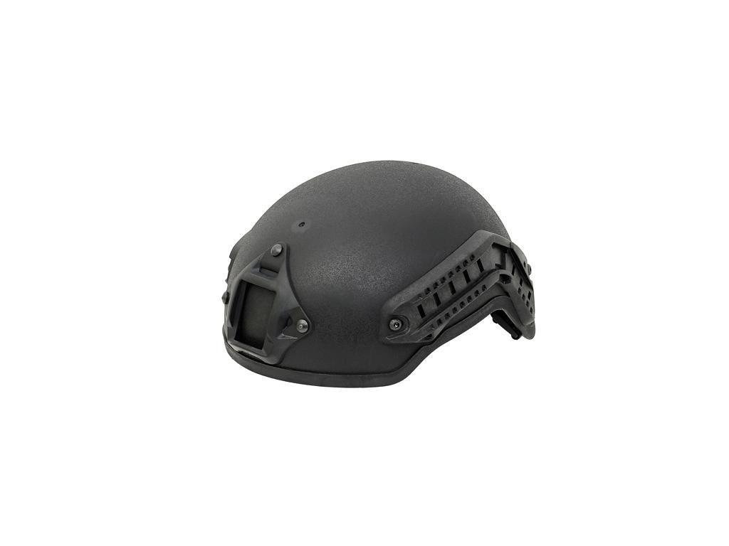 Airsoftová replika helmy MICH2001 s montážními lištami - černá. Z ABS, s polštářky pro pohodlné nošení. Na AirsoftMorava.
