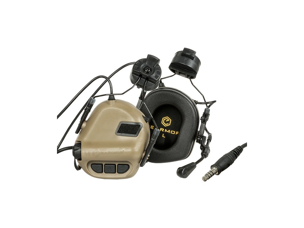 Airsoft M32H ochranná sluchátka s mikrofonem na přilbu ARC od EARMOR - TAN. Na AirsoftMorava.