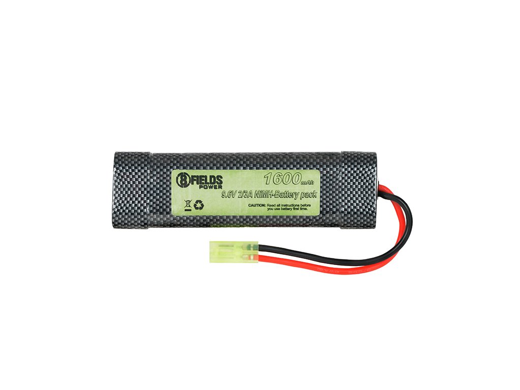 Airsoft NiMH akumulátor 8FIELDS 1600mAh 9,6V, typ mini, Tamiya konektor. Na AirsoftMorava.