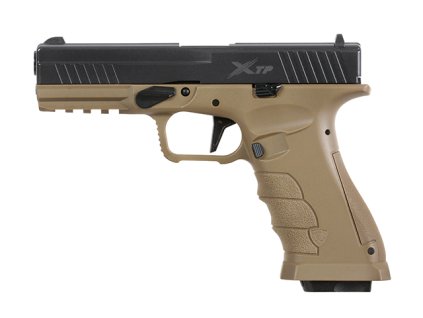 Airsoftová pistole GBB/CO2 XTP od APS - Dark Earth, polymer/kov, fluorescenční mířidla. Airsoft zbraně online na AirsoftMorava.