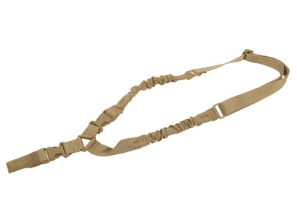 Airsoftový jednobodový popruh s odpružením od 8FIELDS - Coyote. S HK sponami. Na AirsoftMorava.