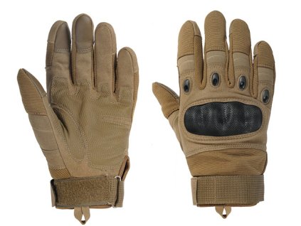 Airsoftové vojenské rukavice od 8FIELDS - Coyote, velikost M. S ochranou kloubů. Na AirsoftMorava.