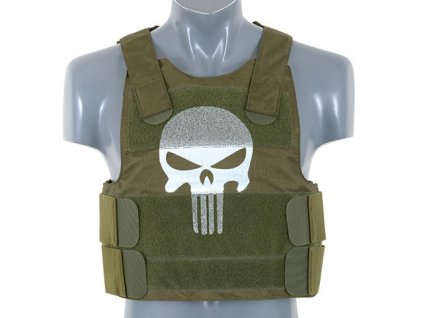 Airsoft vesta Skull Body Armor od 8FIELDS - Olive. Nízkoprofilová, s nastavitelnou velikostí. Na AirsoftMorava.