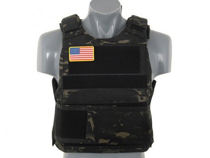Airsoft vesta PT Tactical Body Armor od 8FIELDS - Multicam Black. S ochranou šíje a atrapami plátů. Na AirsoftMorava.