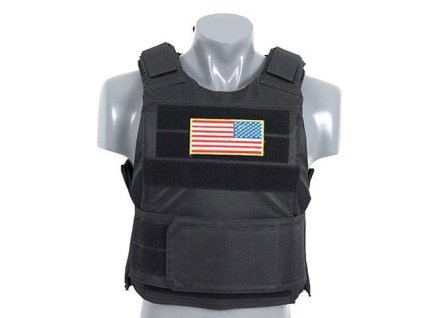 Airsoftová vesta PT Tactical Body Armor od 8FIELDS - černá. S ochranou šíje a atrapami plátů. Na AirsoftMorava.
