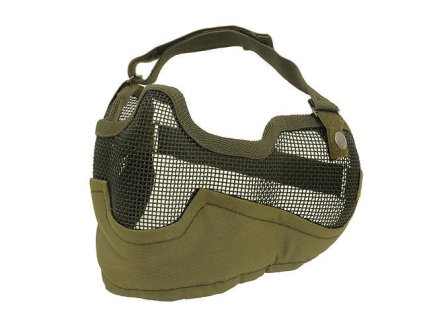 Airsoftová velká ocelová maska v.2 - Olive. Tvarovatelná, s polstrováním pro pohodlné nošení. Na AirsoftMorava.