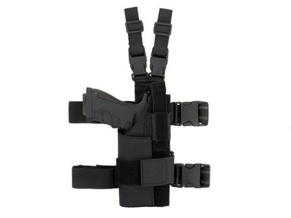 Airsoftové univerzální stehenní pouzdro modulární od 8FIELDS - černé. Z polyesteru 1000D. Na AirsoftMorava.