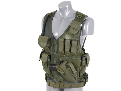 Airsoftová taktická vesta modulární od 8FIELDS - Olive. Se sumkami a odepínatelným opaskem. Na AirsoftMorava.