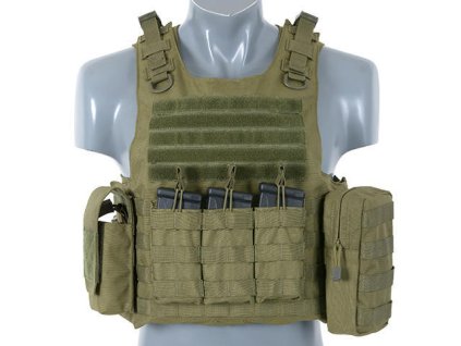 Airsoftová taktická vesta AAV FSBE v.2 od 8FIELDS - Olive. S trojsumkou a atrapami plátů. Na AirsoftMorava.