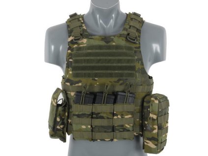 Airsoftová taktická vesta AAV FSBE v.2 od 8FIELDS - MT. S trojsumkou a atrapami plátů. Na AirsoftMorava.