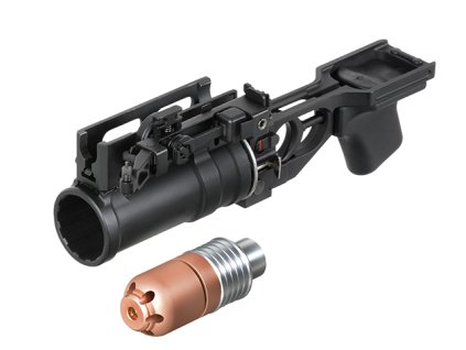 Airsoft replika ruského granátometu 40mm s upevněním na AK, s granátem a kufrem. Airsoft zbraně online na AirsoftMorava.