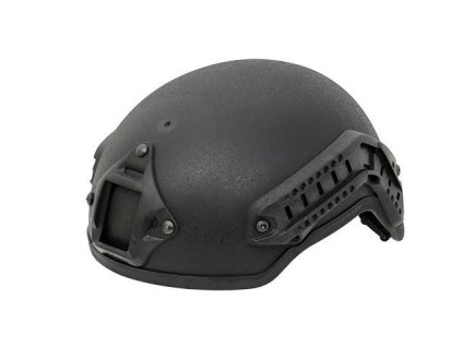 Airsoftová replika helmy MICH2001 s montážními lištami - černá. Z ABS, s polštářky pro pohodlné nošení. Na AirsoftMorava.