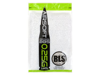 Airsoft kuličky BLS Precision BB 0,25g, 4000ks (1kg), bílé, leštěné. Na AirsoftMorava.