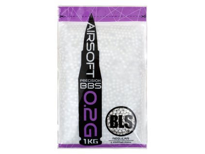 Airsoft kuličky BLS Precision BB 0,20g, 5000ks (1kg), bílé, leštěné. Na AirsoftMorava.