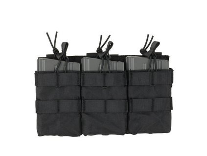 Airsoftová otevřená trojitá sumka na zásobníky kal.7,62 od 8FIELDS - černá. S MOLLE. Na AirsoftMorava.