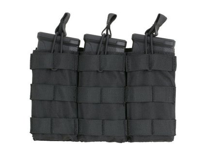 Airsoftová otevřená trojitá sumka na zásobníky 5.56 od 8FIELDS - černá. S MOLLE. Na AirsoftMorava.