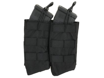 Airsoftová otevřená sumka na dva zásobníky AK47/74 od 8FIELDS - černá. S MOLLE. Na AirsoftMorava.