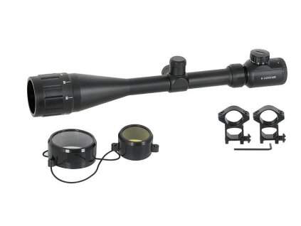 Airsoft optika 6-24x50AOE od PCS. Podsvětlený kříž (červená/zelená), s regulací paralaxy. Na AirsoftMorava.