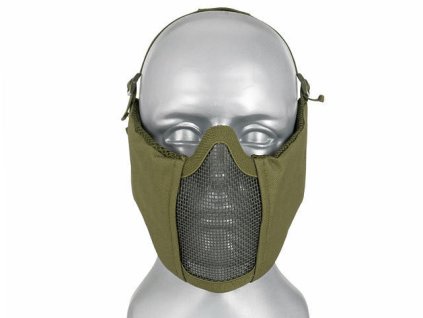 Airsoftová ocelová maska v.2 s ochranou uší od WOSPORT - Olive. Na AirsoftMorava.
