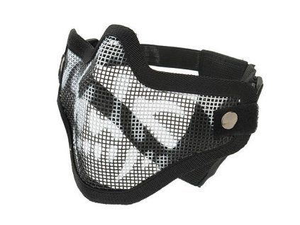 Airsoft ocelová maska v.1 - Black/Skull. Tvarovatelná, s motivem lebky. Na AirsoftMorava.