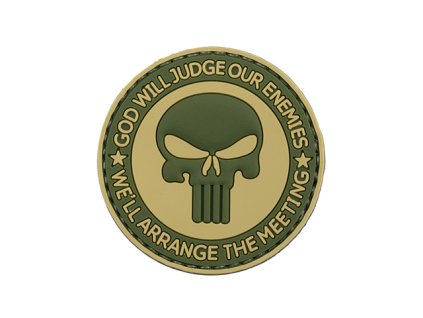 Airsoft nášivka na suchý zip GOD WILL JUDGE od 8FIELDS, PVC, průměr 60 mm. Airsoft zbraně online na AirsoftMorava.