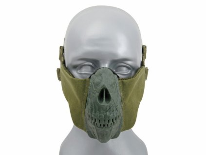Airsoftová maska na obličej SKULL - Olive. Polymerová, s gumovou vložkou. Na AirsoftMorava.