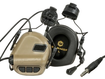 Airsoft M32H ochranná sluchátka s mikrofonem na přilbu ARC od EARMOR - TAN. Na AirsoftMorava.