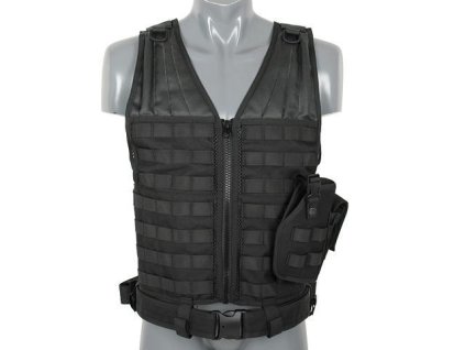 Airsoft lehká taktická vesta MOLLE od 8FIELDS - černá. Se sumkami a opaskem. Na AirsoftMorava.