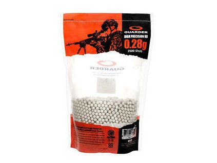 Airsoft kuličky Guarder 0,28g, 3500ks (1kg), plastové, bílé, leštěné. Na AirsoftMorava.