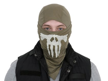 Airsoftová kukla GHOST-SKULL - Olive. Materiál spandex, lebka svítí ve tmě. Na AirsoftMorava.