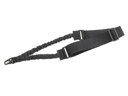 Airsoftový jednobodový popruh typu Bungee od 8FIELDS - černý. Z nylonu 1000D. Na AirsoftMorava.