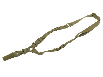 Airsoftový jednobodový popruh s odpružením od 8FIELDS - Olive. S HK sponami. Na AirsoftMorava.