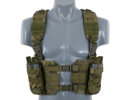 Airsoftový Chest Harness rozepínatelný z předu od 8FIELDS - MT. S dvojsumkou 5.56. Na AirsoftMorava.