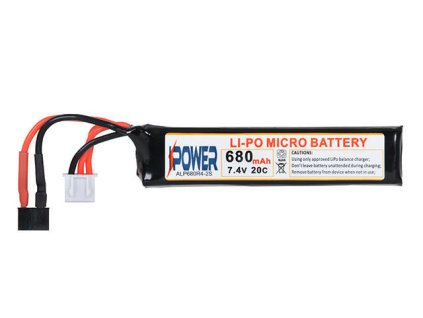 Airsoft Li-Po akumulátor IPower pro AEP BLUE Edition, 680mAh 7,4V 20C, DeanT. Na AirsoftMorava.