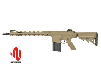 Airsoft odstřelovací zbraň AEG EC-903 AR-10 DMR od E&C (ETU, TAN, kov, M-LOK, QCS). Airsoft zbraně online na AirsoftMorava.