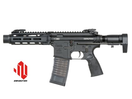 Airsoft zbraň AEG Daniel Defense DDM4 PDW SBR od EMG/CYMA (lic. DD, Eshooter ETU) černá. Airsoft zbraně online na AirsoftMorava.