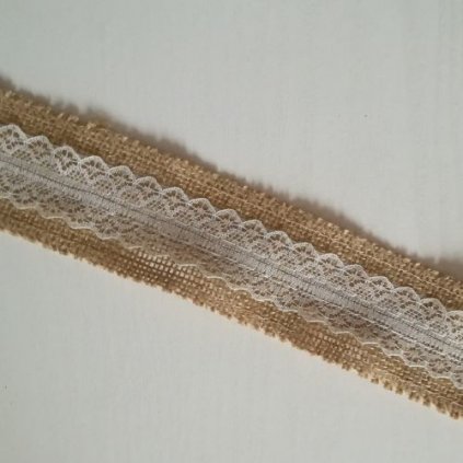 Stuha juta čipka stred 5 cm